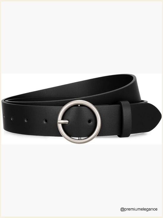 Women\'s Classic Round Buckle Leather Belt For Jeans Dresses main image 4